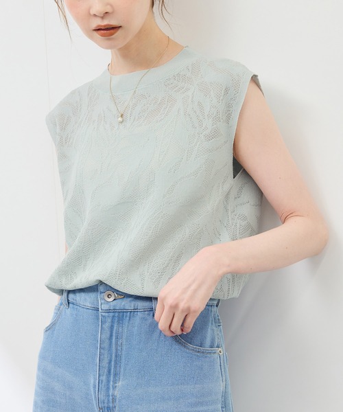 ROPE' PICNIC(ロペピクニック)の「レーシーフレンチサマーニット(ニット/セーター・レディース・グリーン系その他/オフホワイト/ブラウン/ネイビー・38)」の3枚目の写真