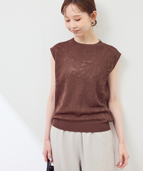 ROPE' PICNIC(ロペピクニック)の「レーシーフレンチサマーニット(ニット/セーター・レディース・グリーン系その他/オフホワイト/ブラウン/ネイビー・38)」の17枚目の写真