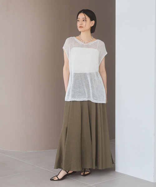 A part by（アパートバイ）の「シアーサーキュラーフレアスカート（スカート・レディース・カーキ/ピンク系その他/オフホワイト・SMALL/MEDIUM）」の14枚目の写真