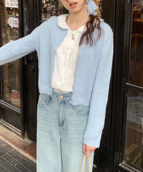 Chiina(チーナ)の「Chiina / クルーネックカラーカーディガン(カーディガン/ボレロ・レディース・ホワイト/イエロー/ブルー/グリーン・FREE)」の14枚目の写真