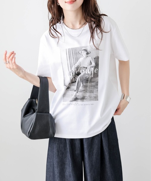 Lajour(ラジュール)の「【日本製】機能性・デザイン性も備えたTシャツ/接触冷感/UVカット(Tシャツ/カットソー・レディース・ホワイト/オートミール/ブラック・フリー)」の11枚目の写真