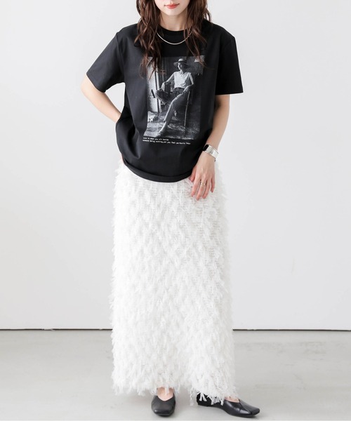 Lajour(ラジュール)の「【日本製】機能性・デザイン性も備えたTシャツ/接触冷感/UVカット(Tシャツ/カットソー・レディース・ホワイト/オートミール/ブラック・フリー)」の15枚目の写真