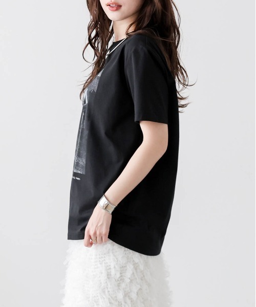 Lajour(ラジュール)の「【日本製】機能性・デザイン性も備えたTシャツ/接触冷感/UVカット(Tシャツ/カットソー・レディース・ホワイト/オートミール/ブラック・フリー)」の18枚目の写真