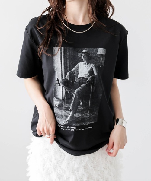 Lajour(ラジュール)の「【日本製】機能性・デザイン性も備えたTシャツ/接触冷感/UVカット(Tシャツ/カットソー・レディース・ホワイト/オートミール/ブラック・フリー)」の19枚目の写真