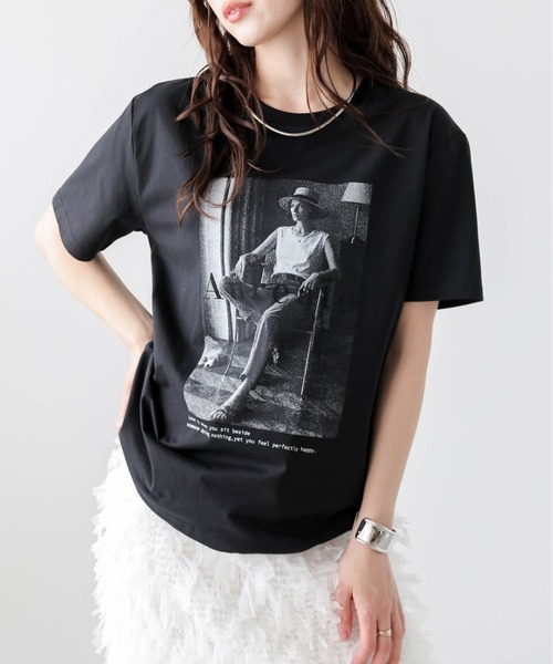 Lajour(ラジュール)の「【日本製】機能性・デザイン性も備えたTシャツ/接触冷感/UVカット(Tシャツ/カットソー・レディース・ホワイト/オートミール/ブラック・フリー)」の20枚目の写真