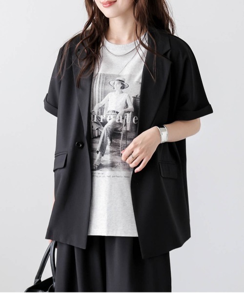 Lajour(ラジュール)の「【日本製】機能性・デザイン性も備えたTシャツ/接触冷感/UVカット(Tシャツ/カットソー・レディース・ホワイト/オートミール/ブラック・フリー)」の22枚目の写真
