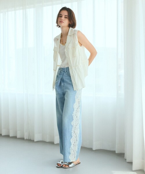 GRACE CLASS（グレースクラス）の「サイドレースデニムパンツ（デニムパンツ・レディース・サックスブルー/ブラック・36/38）」の8枚目の写真