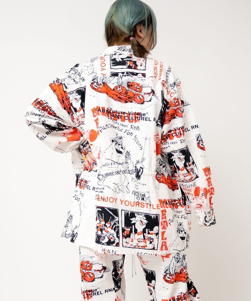 RNA（アールエヌエー）の「B2922 ＥＮＪＯＹプリントシャツジャケット（シャツ/ブラウス・レディース・オフホワイト/ベージュ/オリーブ・MEDIUM）」の5枚目の写真