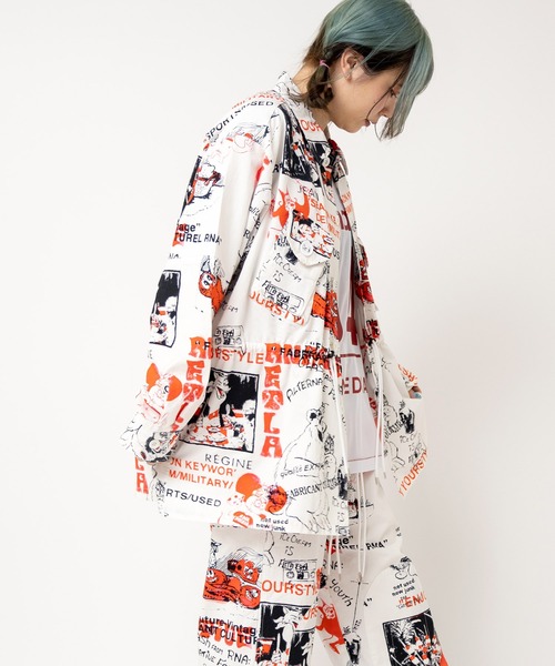 RNA（アールエヌエー）の「B2922 ＥＮＪＯＹプリントシャツジャケット（シャツ/ブラウス・レディース・オフホワイト/ベージュ/オリーブ・MEDIUM）」の4枚目の写真