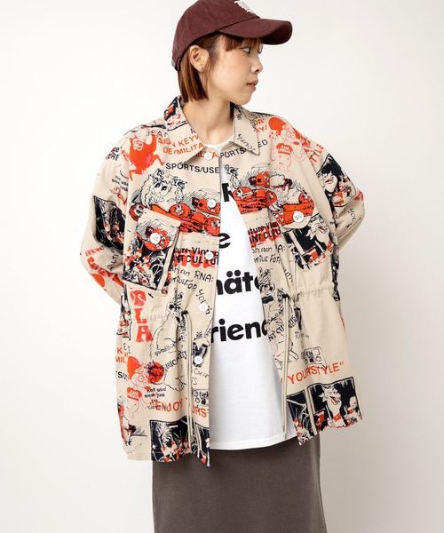 RNA（アールエヌエー）の「B2922 ＥＮＪＯＹプリントシャツジャケット（シャツ/ブラウス・レディース・オフホワイト/ベージュ/オリーブ・MEDIUM）」の8枚目の写真