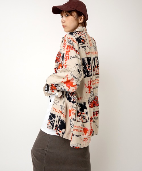 RNA（アールエヌエー）の「B2922 ＥＮＪＯＹプリントシャツジャケット（シャツ/ブラウス・レディース・オフホワイト/ベージュ/オリーブ・MEDIUM）」の9枚目の写真