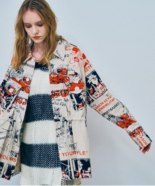 RNA（アールエヌエー）の「B2922 ＥＮＪＯＹプリントシャツジャケット（シャツ/ブラウス・レディース・オフホワイト/ベージュ/オリーブ・MEDIUM）」の7枚目の写真