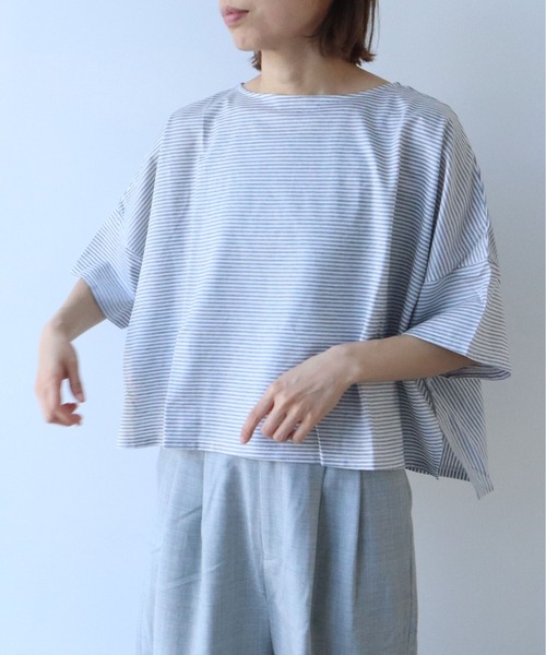セール】コットンボーダーワイドプルオーバー（Tシャツ