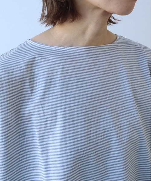 tシャツ コットンボーダーワイドプルオーバー レディース セール】コットンボーダーワイドプルオーバー（Tシャツ