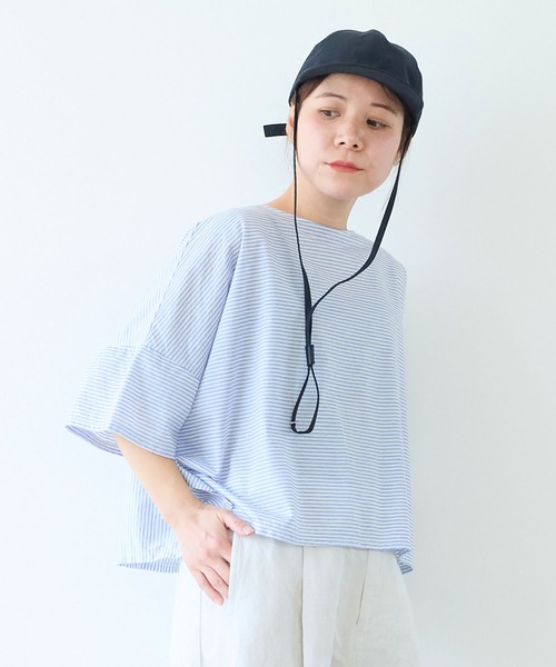 tシャツ コットンボーダーワイドプルオーバー レディース セール】コットンボーダーワイドプルオーバー（Tシャツ