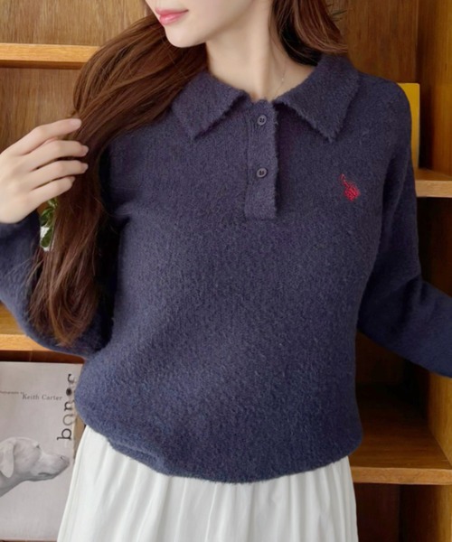 OUAT 006 OFFICE POLO ニット ポロシャツ 長袖 OUAT 006 OFFICE POLO ニット ポロシャツ 長袖 セール】【U.S. POLO