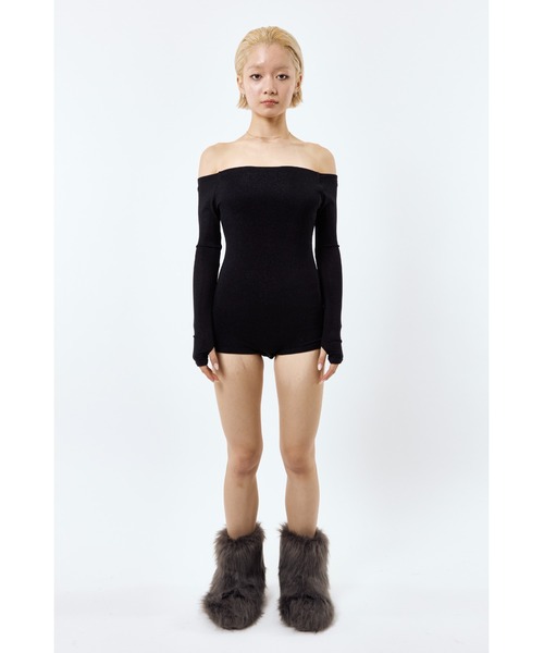 DLESS(ドレス)の「Off shoulder bodysuits/オフショルダーロングスリーブボディスーツ(Tシャツ/カットソー・レディース・ブラック/ゴールド/ブラウン・X-SMALL/SMALL)」の7枚目の写真