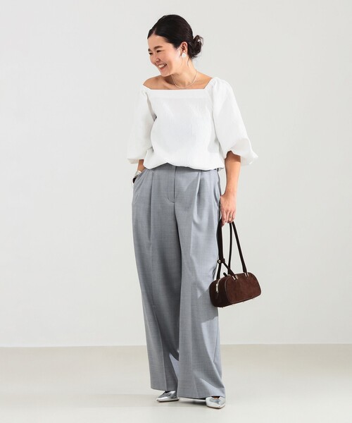 ブラウス シャツ エディター東原妙子 × Demi-Luxe BEAMS / 2WAY ジャカード ブラウス レディース Demi-Luxe BEAMS｜エディター東原妙子 * Demi-Luxe BEAMS / 2WAY
