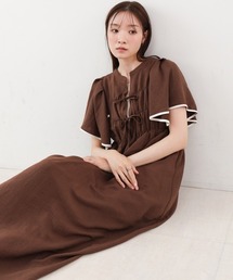 Bab（バブ）の「【S・Mサイズ展開】配色パイピングスクエアスリーブワンピース（ワンピース）」