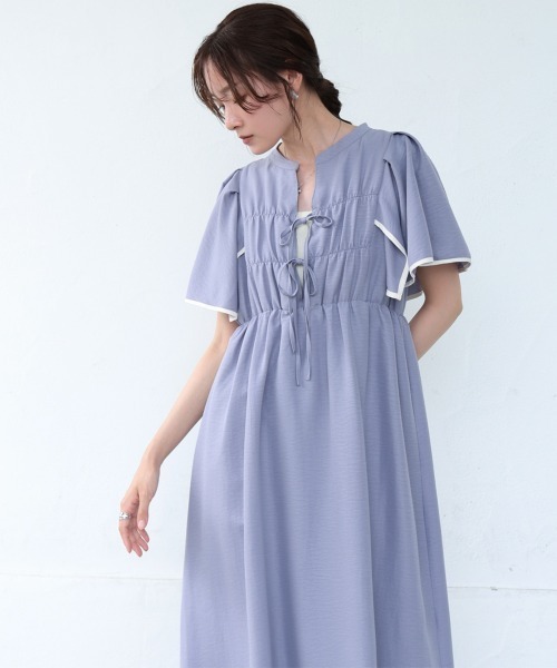 Bab(バブ)の「【S・Mサイズ展開】配色パイピングスクエアスリーブワンピース(ワンピース・レディース・ブラック/ブルー/ブラウン・S/M)」の16枚目の写真