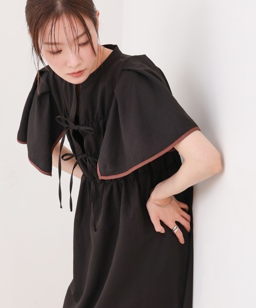 Bab(バブ)の「【S・Mサイズ展開】配色パイピングスクエアスリーブワンピース(ワンピース・レディース・ブラック/ブルー/ブラウン・S/M)」の22枚目の写真