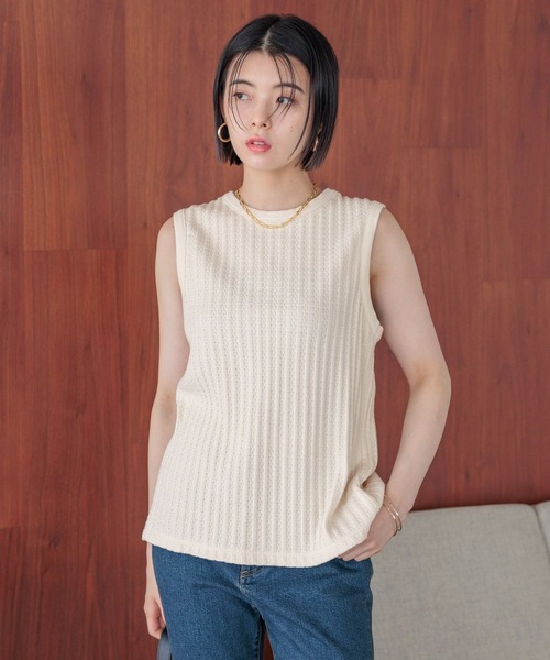 BAYFLOW(ベイフロー)の「バックオープンノースリーブプルオーバー(Tシャツ/カットソー・レディース・オフホワイト/チャコール/マスタード・FREE)」の13枚目の写真