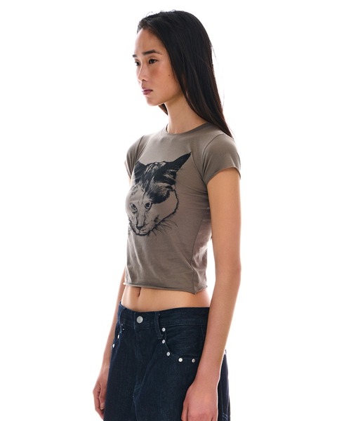BEEDEN(ビーデン)の「CAT PRINT TINY TEE(Tシャツ/カットソー・レディース・グレー/ホワイト・FREE)」の19枚目の写真
