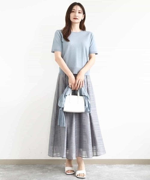 MK MICHEL KLEIN（エムケーミッシェルクラン）の「シアードビーチェックスカート/洗える（スカート・レディース・グレー/ブラック・38）」の22枚目の写真