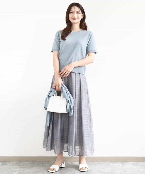 MK MICHEL KLEIN（エムケーミッシェルクラン）の「シアードビーチェックスカート/洗える（スカート・レディース・グレー/ブラック・38）」の20枚目の写真