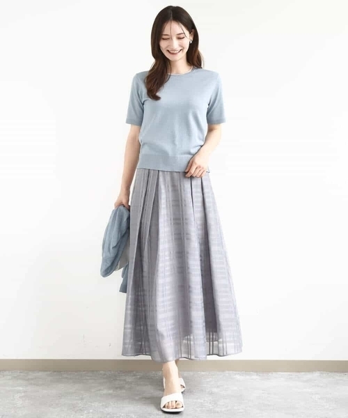 MK MICHEL KLEIN（エムケーミッシェルクラン）の「シアードビーチェックスカート/洗える（スカート・レディース・グレー/ブラック・38）」の19枚目の写真