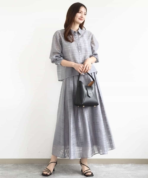 MK MICHEL KLEIN（エムケーミッシェルクラン）の「シアードビーチェックスカート/洗える（スカート・レディース・グレー/ブラック・38）」の18枚目の写真