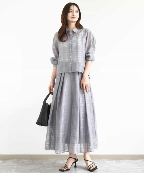 MK MICHEL KLEIN（エムケーミッシェルクラン）の「シアードビーチェックスカート/洗える（スカート・レディース・グレー/ブラック・38）」の17枚目の写真