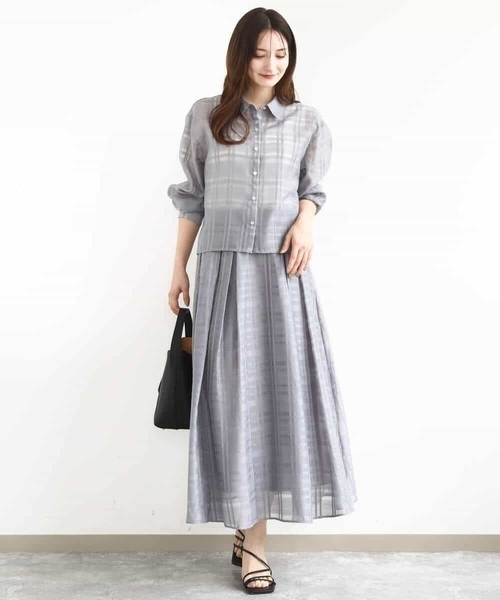 MK MICHEL KLEIN（エムケーミッシェルクラン）の「シアードビーチェックスカート/洗える（スカート・レディース・グレー/ブラック・38）」の16枚目の写真