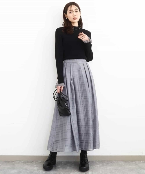 MK MICHEL KLEIN（エムケーミッシェルクラン）の「シアードビーチェックスカート/洗える（スカート・レディース・グレー/ブラック・38）」の15枚目の写真