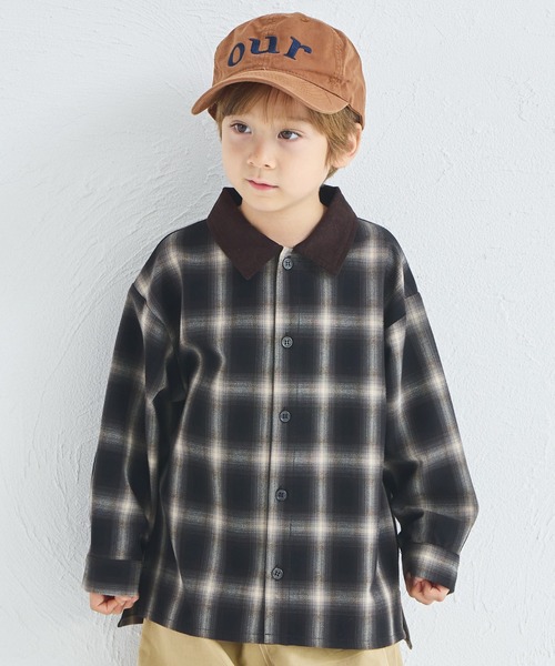 pairmanon(ペアマノン)の「【セットアップ着用可能】ユニセックス オンブレチェックシャツ(シャツ/ブラウス・キッズ・ブラック/ブラウン・90/100/110/120/130/140/150)」の1枚目の写真