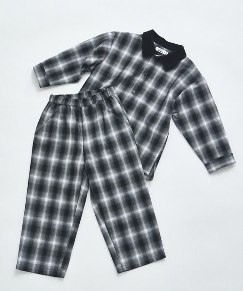 pairmanon(ペアマノン)の「【セットアップ着用可能】ユニセックス オンブレチェックシャツ(シャツ/ブラウス・キッズ・ブラック/ブラウン・90/100/110/120/130/140/150)」の6枚目の写真