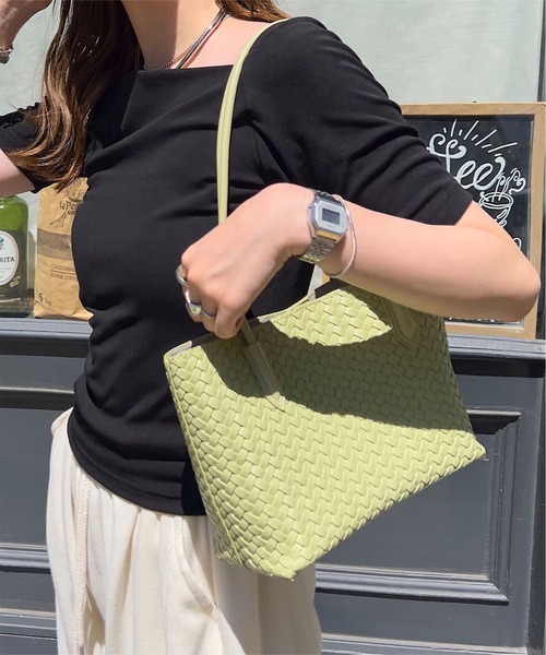 KOBE LETTUCE（コウベレタス）の「ポーチ付き ロングハンドルメッシュトートバッグ（トートバッグ・レディース・ブラック/グリーン/オフホワイト・F）」の10枚目の写真