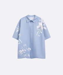 U:UME ブルーのデザインシャツ　ブラウス　おしゃれ　可愛い　ユーム U:UME（ユーム）の「Stripe Design Shirt（シャツ/ブラウス