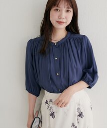natural couture | 【WEB限定】麻混ギャザーブラウス(シャツ/ブラウス)