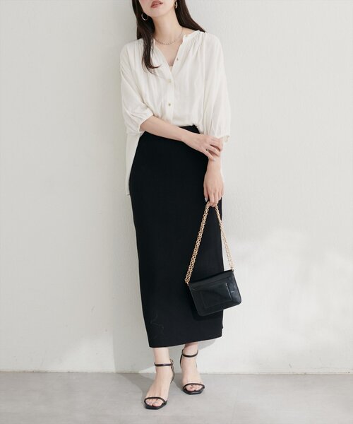 natural couture（ナチュラルクチュール）の「【WEB限定】麻混ギャザーブラウス（シャツ/ブラウス・レディース・ネイビー/パープル系その他/ブラウン/ブラック/オフホワイト/ブルー・FREE）」の10枚目の写真