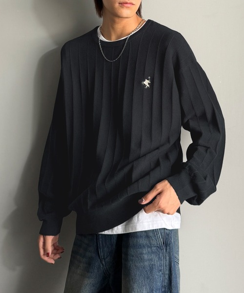 classicalelf(クラシカルエルフ)の「洗練された大人メンズのデイリーアイテム。 胸刺繍タック編みニット(長袖)(ニット/セーター・メンズ・ブラック/アイボリー・X-LARGE/MEDIUM/LARGE)」の14枚目の写真