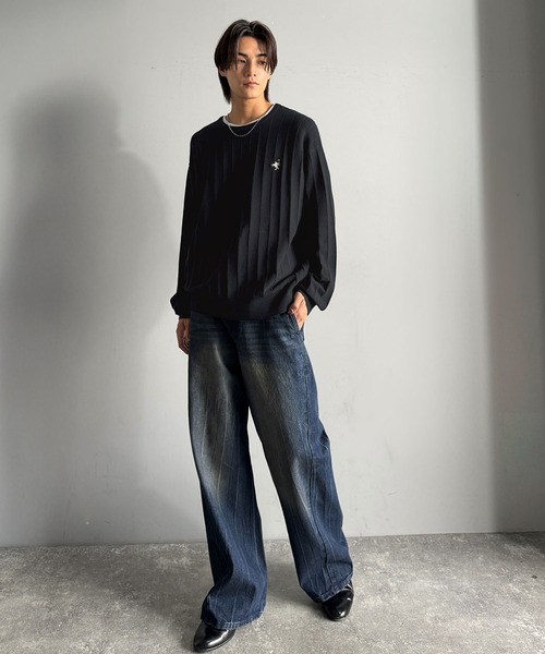 classicalelf(クラシカルエルフ)の「洗練された大人メンズのデイリーアイテム。 胸刺繍タック編みニット(長袖)(ニット/セーター・メンズ・ブラック/アイボリー・X-LARGE/MEDIUM/LARGE)」の10枚目の写真