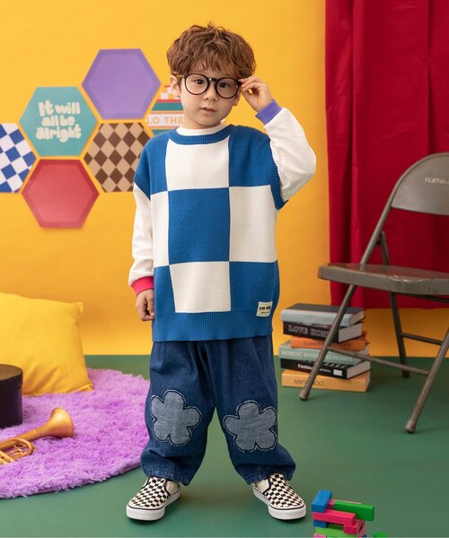 BREEZE（ブリーズ）の「Im Jelly！フラワーパッチタックパンツ（その他パンツ・キッズ・インディゴブルー/アイボリー・80/90/100/110/120/130/140）」の3枚目の写真