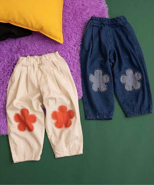 BREEZE（ブリーズ）の「Im Jelly！フラワーパッチタックパンツ（その他パンツ・キッズ・インディゴブルー/アイボリー・80/90/100/110/120/130/140）」の12枚目の写真