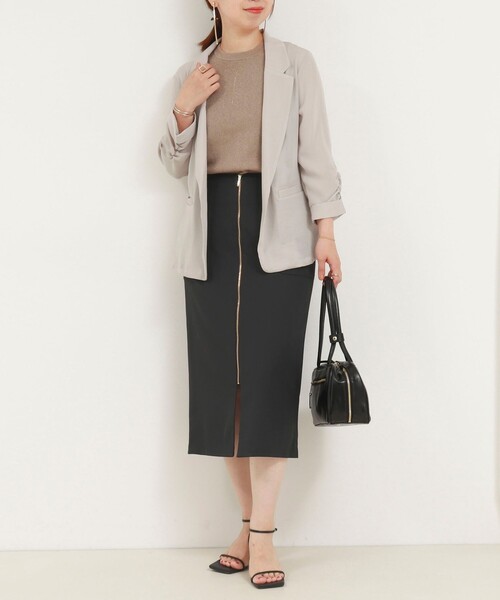 MICO COULIER（ミコクリエ）の「ポリワッシャーカルゼテーラードジャケット（テーラードジャケット・レディース・グレイッシュベージュ/チャコールグレー・38）」の21枚目の写真