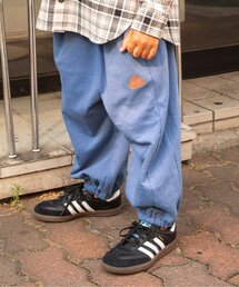 【涼感】アルベロベロ♥️ぶたさんワッペン　ネイビー系チェック　 サルエルパンツ リング×チェーン付きチェックパンツ(3色展開) | VOLCAN&APHRODITE