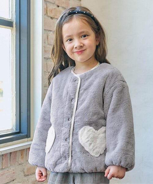 2WAY】ハートポケットリバーシブルファージャケット（ブルゾン