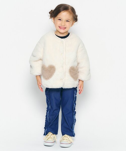 apres les cours(アプレレクール)の「【2WAY】ハートポケットリバーシブルファージャケット(ブルゾン・キッズ・ピンク/アイボリー・120/130/140/80/90/100/110)」の9枚目の写真