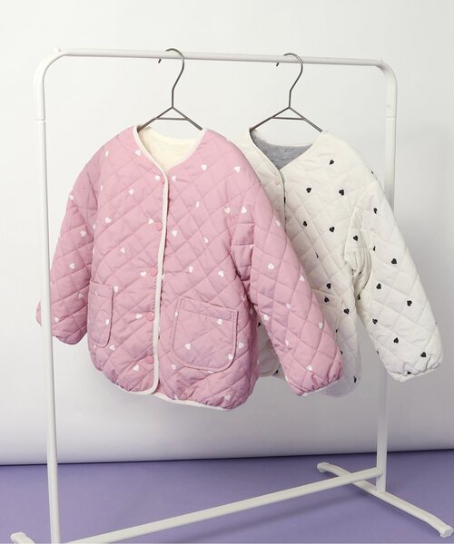 apres les cours(アプレレクール)の「【2WAY】ハートポケットリバーシブルファージャケット(ブルゾン・キッズ・ピンク/アイボリー・120/130/140/80/90/100/110)」の11枚目の写真