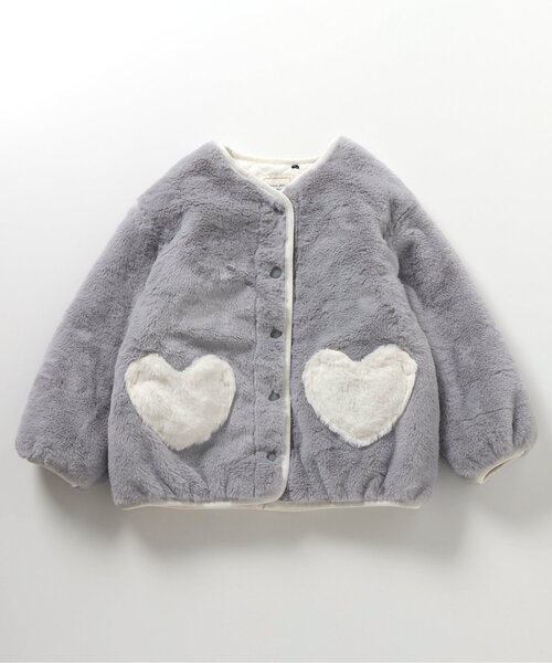 apres les cours(アプレレクール)の「【2WAY】ハートポケットリバーシブルファージャケット(ブルゾン・キッズ・ピンク/アイボリー・120/130/140/80/90/100/110)」の18枚目の写真